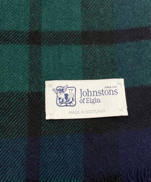 JOHNSTONS OF ELGIN（ジョンストンズ オブ エルガン）JOHNSTONS OF ELGIN (ジョンストンズ オブ エルガン) チェック柄ストール ネイビー×グリーンの古着・服飾アイテム