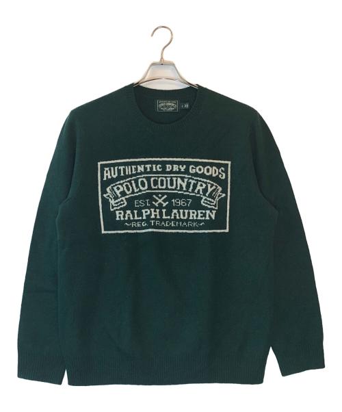 POLO COUNTRY（ポロカントリー）POLO COUNTRY (ポロカントリー) ウールアルパカ クルーネックニット グリーン サイズ:Lの古着・服飾アイテム