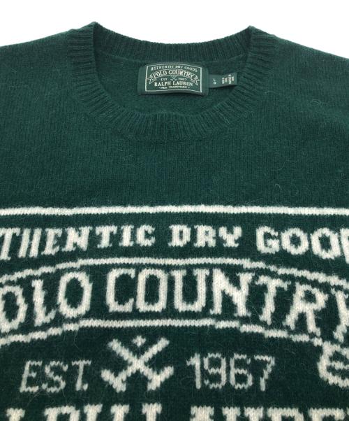 POLO COUNTRY（ポロカントリー）POLO COUNTRY (ポロカントリー) ウールアルパカ クルーネックニット グリーン サイズ:Lの古着・服飾アイテム