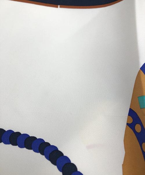 HERMES（エルメス）HERMES (エルメス) カレ90 ガウチョの鞍 ネイビー×ホワイト サイズ:カレ90の古着・服飾アイテム