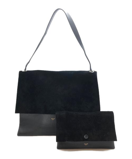 CELINE（セリーヌ）CELINE (セリーヌ) オールソフト スウェード切替ワンショルダーバッグ ブラックの古着・服飾アイテム