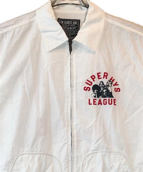 Hysteric Glamour（ヒステリックグラマー）Hysteric Glamour (ヒステリックグラマー) SUPER HYS LEAGUE ジップアップブルゾン ホワイト サイズ:X-Largeの古着・服飾アイテム