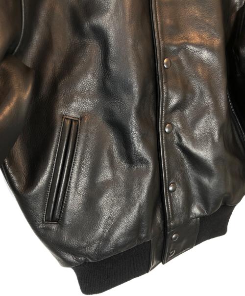 nanamica（ナナミカ）nanamica (ナナミカ) Golden Bear (ゴールデンベア) LEATHER VARSITY JACKET ブラック サイズ:XS 未使用品の古着・服飾アイテム
