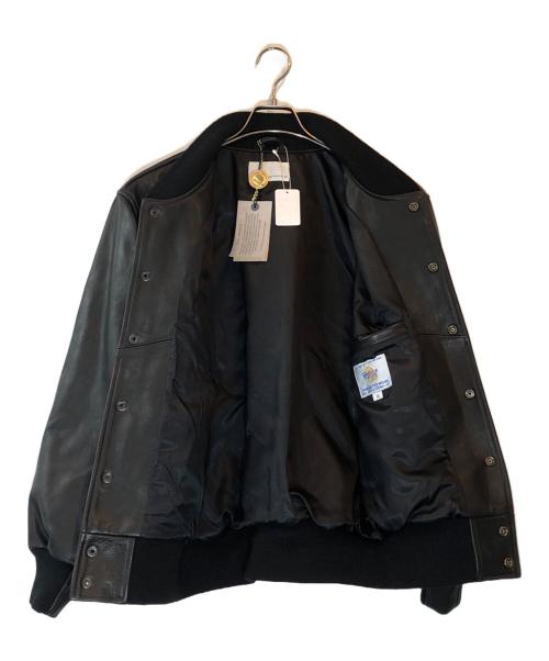 nanamica（ナナミカ）nanamica (ナナミカ) Golden Bear (ゴールデンベア) LEATHER VARSITY JACKET ブラック サイズ:XS 未使用品の古着・服飾アイテム