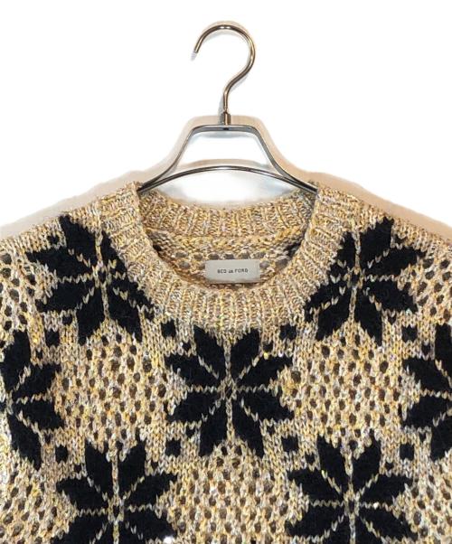 BED J.W. FORD（ベッドフォード）BED J.W. FORD (ベッドフォード) Snow Pattern Crew Neck Knit マルチカラーの古着・服飾アイテム
