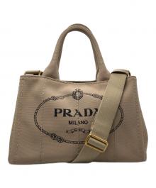 PRADA（プラダ）の古着「2WAYカナバハンドバッグ」｜ベージュ