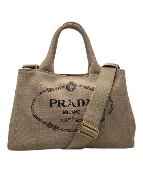 PRADA（プラダ）PRADA (プラダ) 2WAYカナバハンドバッグ ベージュの古着・服飾アイテム