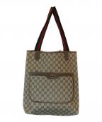 GUCCIグッチ）の古着「レザートートバッグ」｜ベージュ