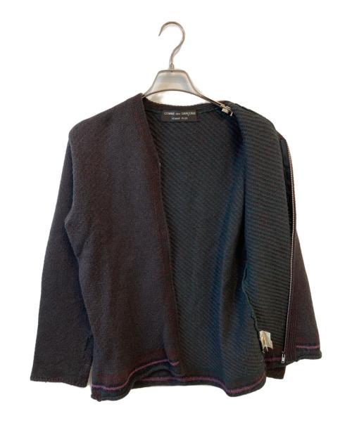 COMME des GARCONS HOMME PLUS（コムデギャルソンオムプリュス）COMME des GARCONS HOMME PLUS (コムデギャルソンオムプリュス) ジップアップニット ボルドー×グリーン サイズ:不明の古着・服飾アイテム
