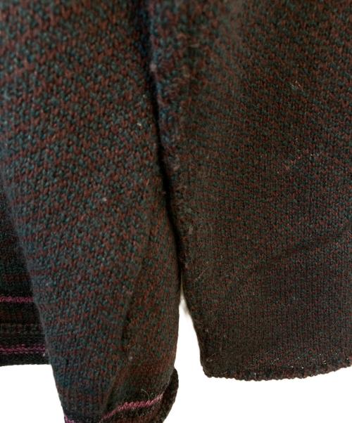 COMME des GARCONS HOMME PLUS（コムデギャルソンオムプリュス）COMME des GARCONS HOMME PLUS (コムデギャルソンオムプリュス) ジップアップニット ボルドー×グリーン サイズ:不明の古着・服飾アイテム