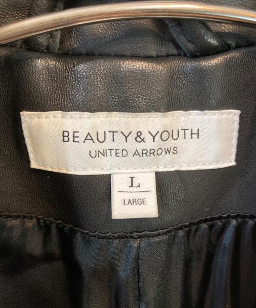 BEAUTY&YOUTH（ビューティーアンドユース）BEAUTY&YOUTH (ビューティーアンドユース) シープ ダブルライダースジャケット ブラック サイズ:Lの古着・服飾アイテム