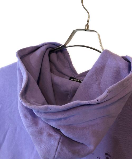 BALENCIAGA（バレンシアガ）BALENCIAGA (バレンシアガ) Caps Destroyed Hoodie パープル サイズ:Lの古着・服飾アイテム