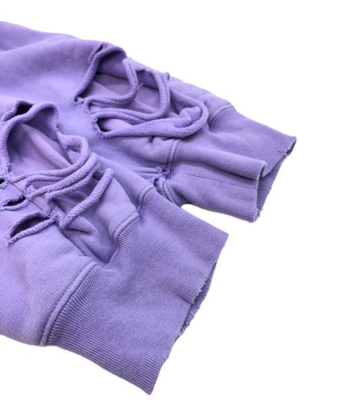 BALENCIAGA（バレンシアガ）BALENCIAGA (バレンシアガ) Caps Destroyed Hoodie パープル サイズ:Lの古着・服飾アイテム