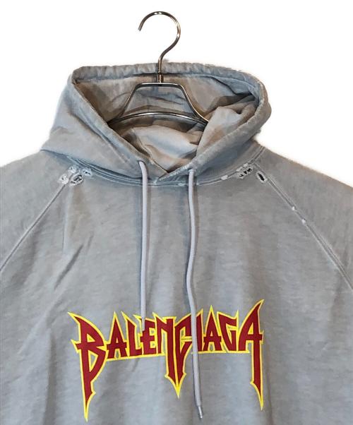 BALENCIAGA（バレンシアガ）BALENCIAGA (バレンシアガ) METAL PRINTED OVERSIZED HOODIE グレー サイズ:２の古着・服飾アイテム