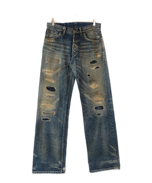 BY GLAD HAND（バイ グラッド ハンド）BY GLAD HAND (バイ グラッド ハンド) クラッシュ加工デニムパンツ ブルー サイズ:32の古着・服飾アイテム