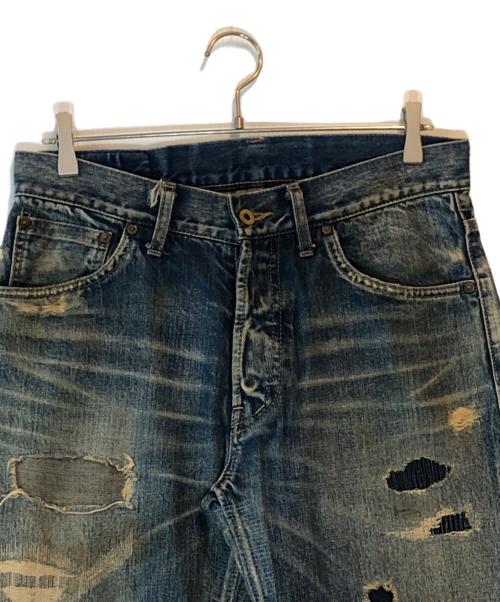 BY GLAD HAND（バイ グラッド ハンド）BY GLAD HAND (バイ グラッド ハンド) クラッシュ加工デニムパンツ ブルー サイズ:32の古着・服飾アイテム