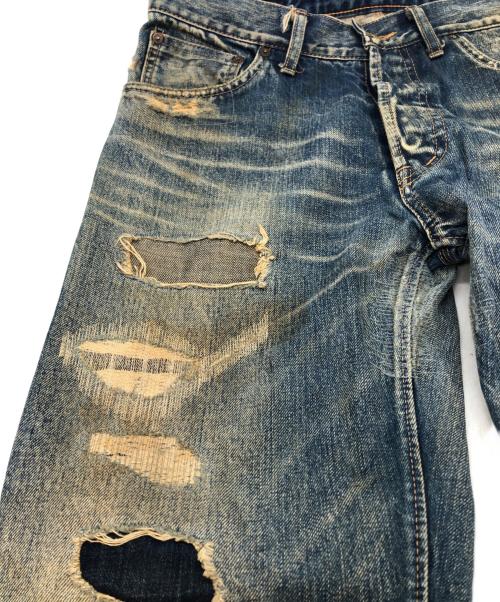 BY GLAD HAND（バイ グラッド ハンド）BY GLAD HAND (バイ グラッド ハンド) クラッシュ加工デニムパンツ ブルー サイズ:32の古着・服飾アイテム
