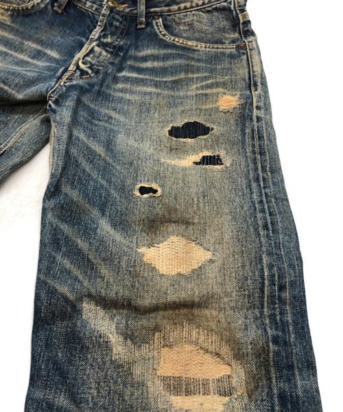 BY GLAD HAND（バイ グラッド ハンド）BY GLAD HAND (バイ グラッド ハンド) クラッシュ加工デニムパンツ ブルー サイズ:32の古着・服飾アイテム