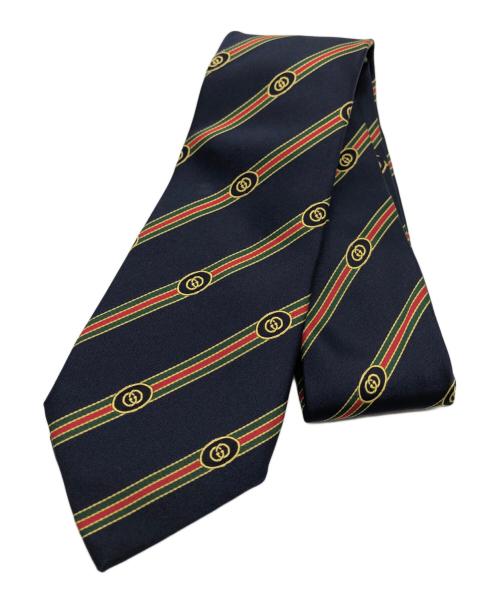 GUCCI（グッチ）GUCCI (グッチ) シルクジャカードネクタイ ネイビー サイズ:148×7ｃｍの古着・服飾アイテム