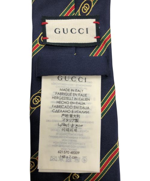 GUCCI（グッチ）GUCCI (グッチ) シルクジャカードネクタイ ネイビー サイズ:148×7ｃｍの古着・服飾アイテム