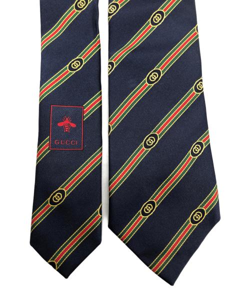 GUCCI（グッチ）GUCCI (グッチ) シルクジャカードネクタイ ネイビー サイズ:148×7ｃｍの古着・服飾アイテム