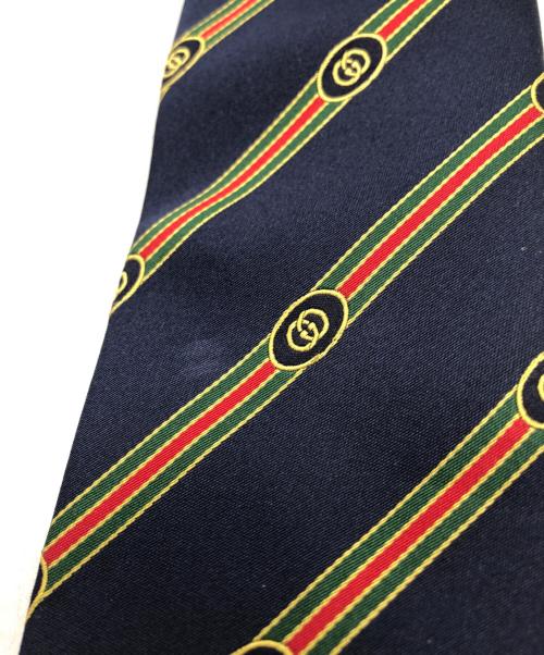 GUCCI（グッチ）GUCCI (グッチ) シルクジャカードネクタイ ネイビー サイズ:148×7ｃｍの古着・服飾アイテム