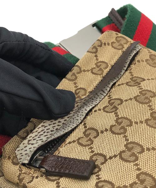 GUCCI（グッチ）GUCCI (グッチ) GGキャンバスウエストポーチ ブラウンの古着・服飾アイテム
