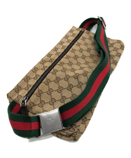 GUCCI（グッチ）GUCCI (グッチ) GGキャンバスウエストポーチ ブラウンの古着・服飾アイテム