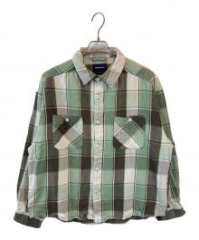 DESCENDANT（ディセンダント）の古着「VANNING PLAIS LS SHIRT」｜グリーン×ホワイト
