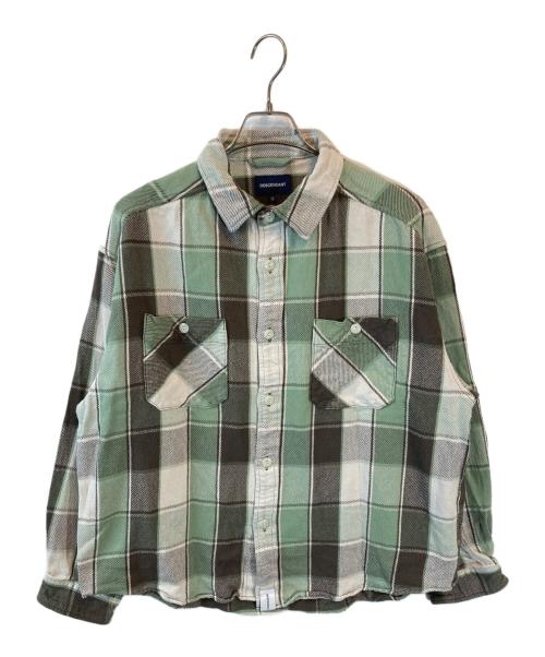 DESCENDANT（ディセンダント）DESCENDANT (ディセンダント) VANNING PLAIS LS SHIRT グリーン×ホワイト サイズ:2の古着・服飾アイテム