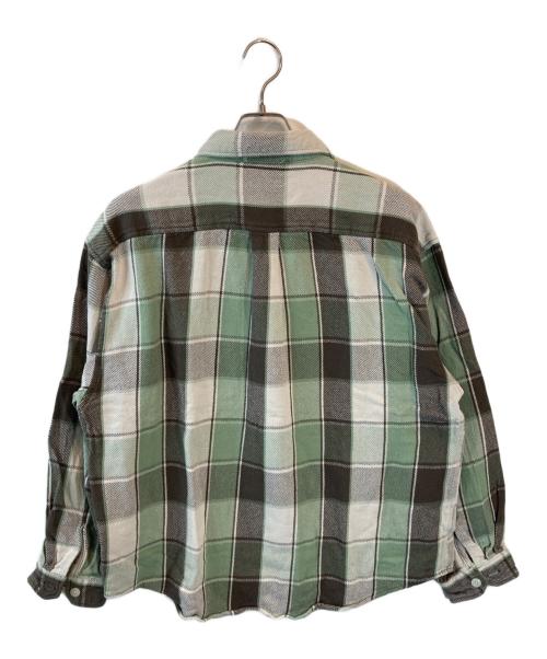 DESCENDANT（ディセンダント）DESCENDANT (ディセンダント) VANNING PLAIS LS SHIRT グリーン×ホワイト サイズ:2の古着・服飾アイテム