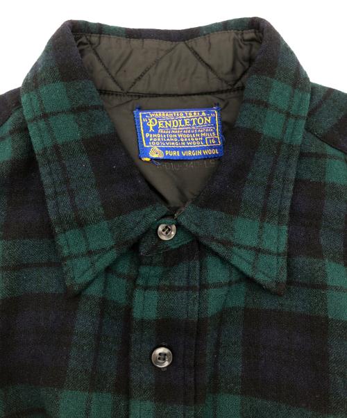 PENDLETON（ペンドルトン）PENDLETON (ペンドルトン) ウールブラックウォッチチェックシャツ グリーン サイズ:16の古着・服飾アイテム