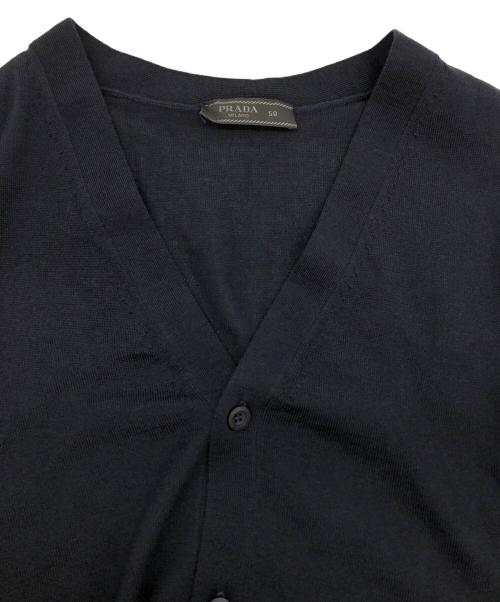 PRADA（プラダ）PRADA (プラダ) バージンウール 長袖ニットカーディガン ネイビー サイズ:SZ50の古着・服飾アイテム
