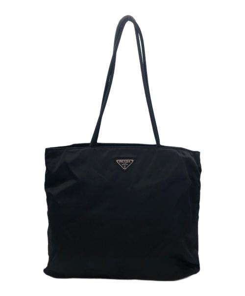 PRADA（プラダ）PRADA (プラダ) ロゴプレートナイロントートバッグ ブラックの古着・服飾アイテム