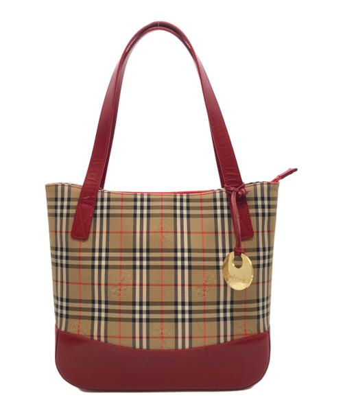 Burberry's（バーバリーズ）Burberry's (バーバリーズ) ノヴァチェックトートバッグ レッドの古着・服飾アイテム