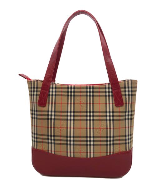 Burberry's（バーバリーズ）Burberry's (バーバリーズ) ノヴァチェックトートバッグ レッドの古着・服飾アイテム