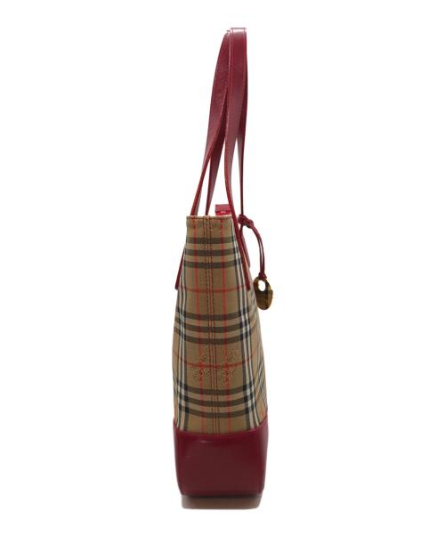Burberry's（バーバリーズ）Burberry's (バーバリーズ) ノヴァチェックトートバッグ レッドの古着・服飾アイテム
