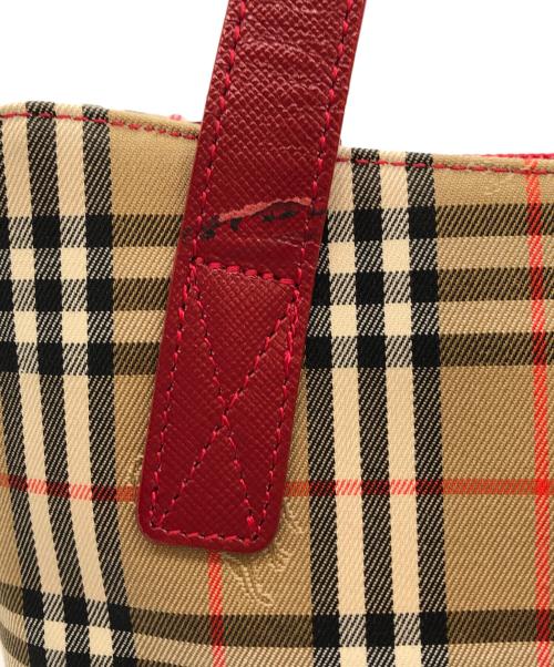 Burberry's（バーバリーズ）Burberry's (バーバリーズ) ノヴァチェックトートバッグ レッドの古着・服飾アイテム
