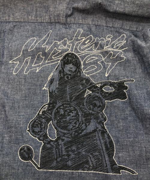 Hysteric Glamour（ヒステリックグラマー）Hysteric Glamour (ヒステリックグラマー) LET’S GO CRAZY刺繍 ウエスタンシャツ インディゴ サイズ:XLの古着・服飾アイテム
