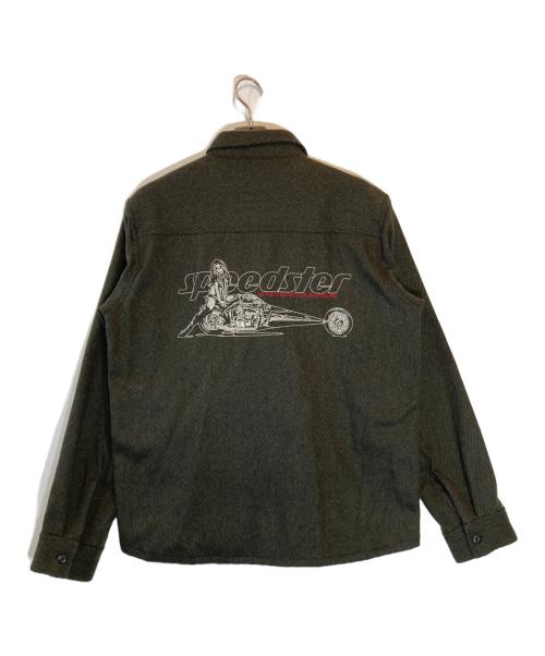 Hysteric Glamour（ヒステリックグラマー）Hysteric Glamour (ヒステリックグラマー) SPEEDSTER刺繍 CPOシャツ カーキ サイズ:Lの古着・服飾アイテム