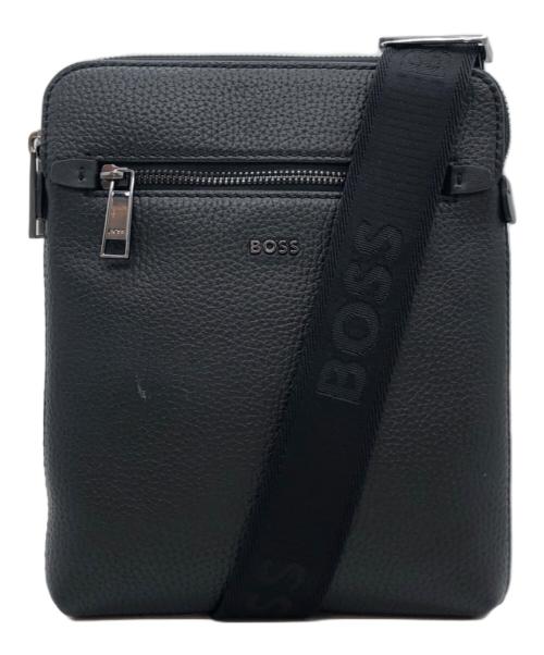 BOSS（ボス）BOSS (ボス) イタリアン グレインレザー エンベロープ バッグ ブラックの古着・服飾アイテム