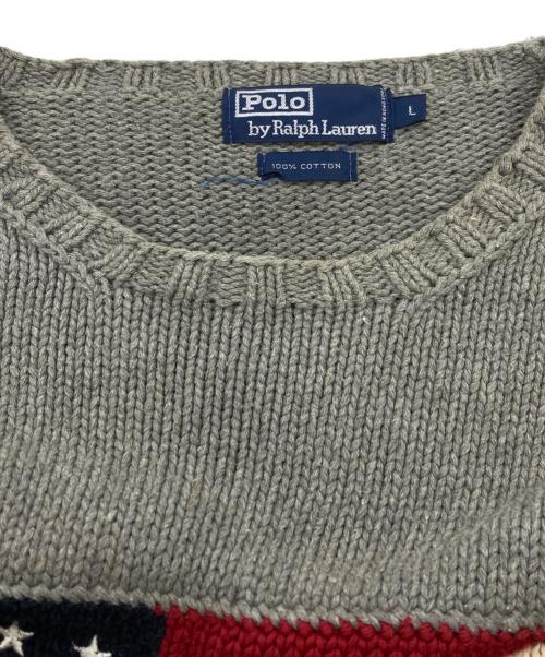 POLO RALPH LAUREN（ポロ・ラルフローレン）POLO RALPH LAUREN (ポロ・ラルフローレン) 星条旗ニット グレー サイズ:Lの古着・服飾アイテム