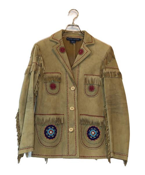 RALPH LAUREN（ラルフローレン）RALPH LAUREN (ラルフローレン) ディアスキンウェスタンジャケット ベージュ サイズ:Sの古着・服飾アイテム