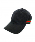 GUCCIグッチ）の古着「オリジナルGGウェビングラインキャップ」｜ブラック
