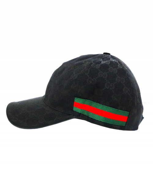 GUCCI（グッチ）GUCCI (グッチ) オリジナルGGウェビングラインキャップ ブラックの古着・服飾アイテム