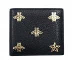 GUCCIグッチ）の古着「ビー(ハチ)&スターレザー2つ折り財布」｜ブラック