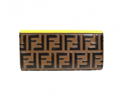 FENDI（フェンディ）FENDI (フェンディ) レターフラップロングウォレット ブラウン×イエロー サイズ:なし ダブルF　エフィズフェンディ 8N0251-A6CB-199-0294の古着・服飾アイテム