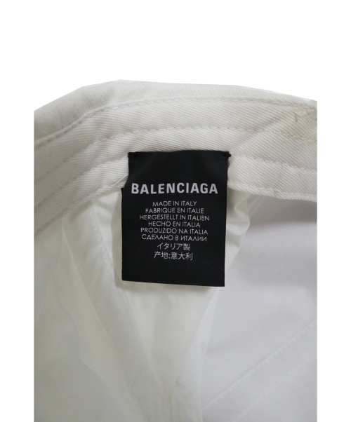 BALENCIAGA（バレンシアガ）BALENCIAGA (バレンシアガ) ロゴベースボールキャップ ホワイト×ブラック サイズ:Ｌの古着・服飾アイテム