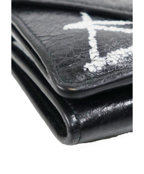 BALENCIAGA（バレンシアガ）BALENCIAGA (バレンシアガ) グラフィティペーパーミニウォレット(3つ折り財布) ブラック×ホワイト サイズ:下記参照 391446 1065・Y・555583の古着・服飾アイテム