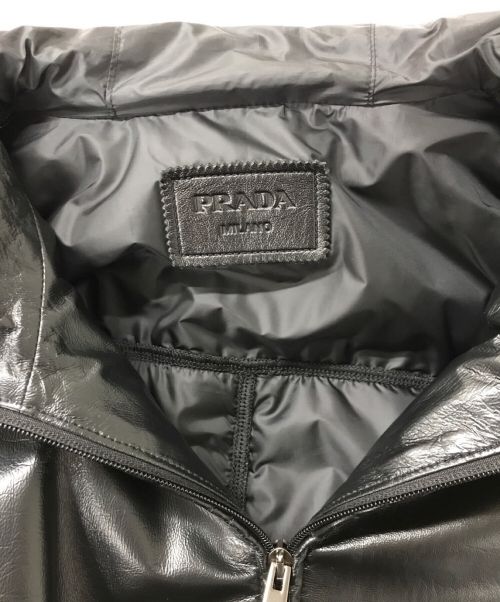 PRADA（プラダ）PRADA (プラダ) ナッパレザーフーデッドコート ブラック サイズ:36の古着・服飾アイテム